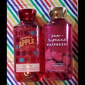 Bath & Body Works Apple & Honey/Raspberry Shower Gel Body Wash 10 fl oz Set of 2